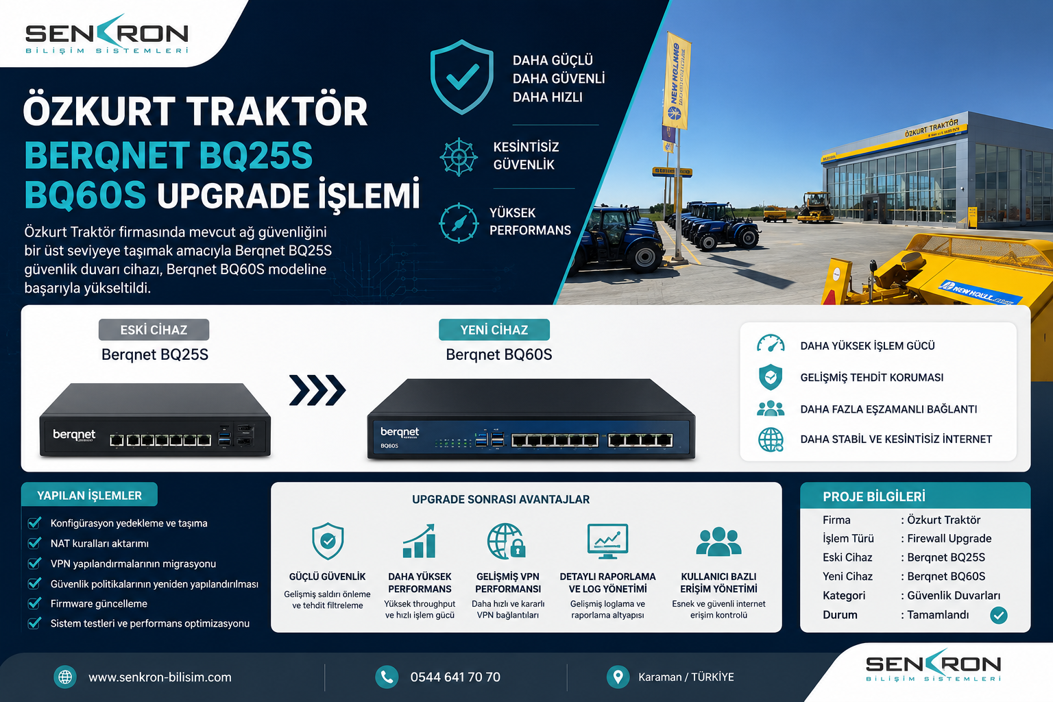 Özkurt Traktör – Berqnet BQ25S Firewall BQ60S Upgrade İşlemi