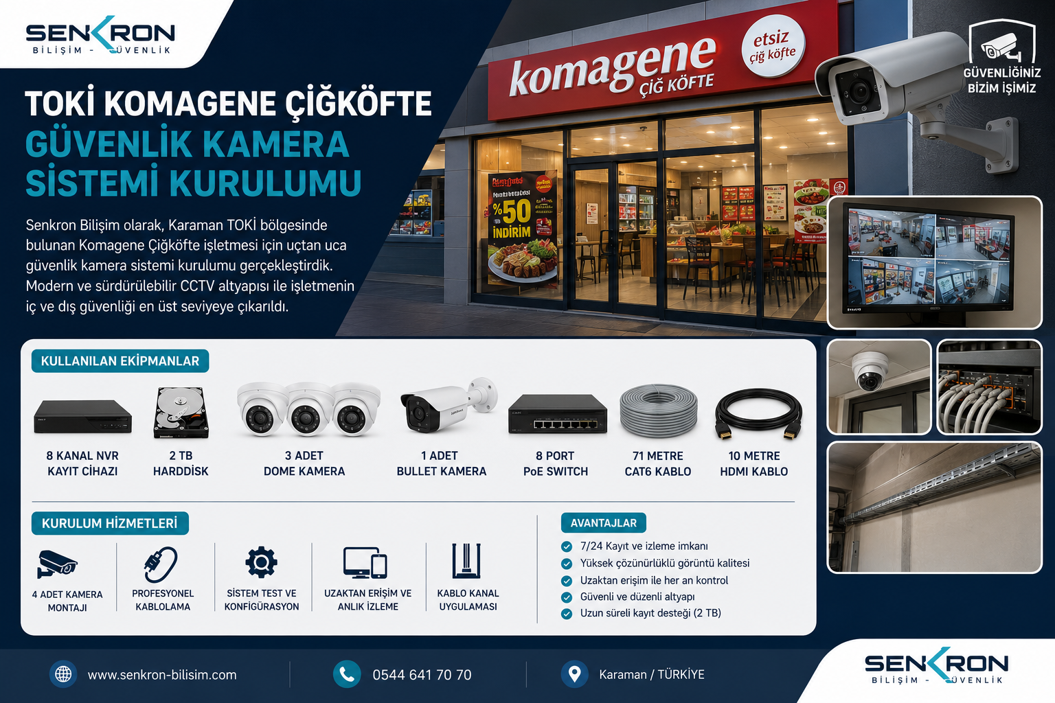 TOKİ Komagene Çiğköfte – Güvenlik Kamera Sistemi Kurulumu
